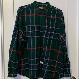 Burberry Brit Green Plaid Button Down Dress Shirt